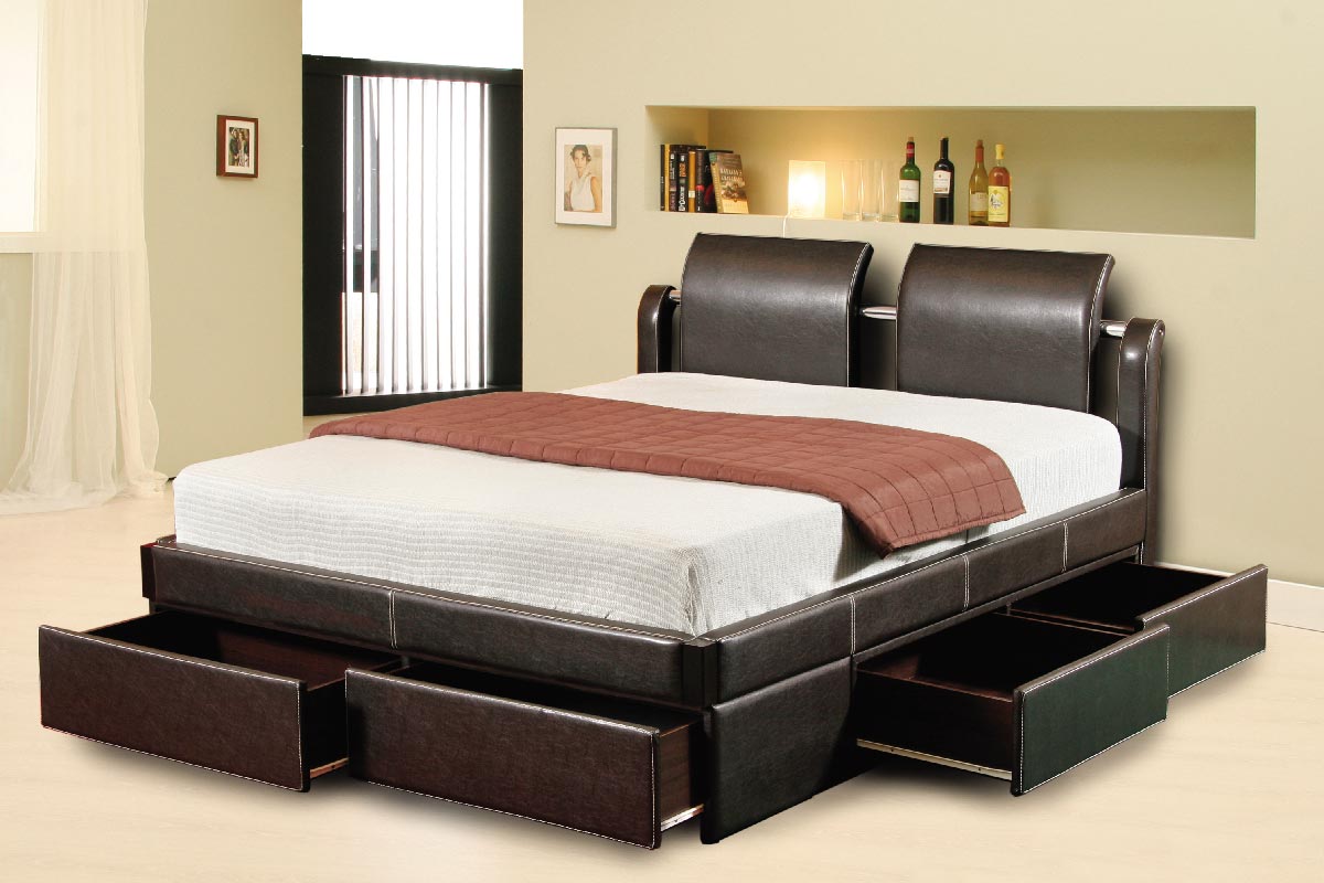 Спальные кровати с выдвижными ящиками